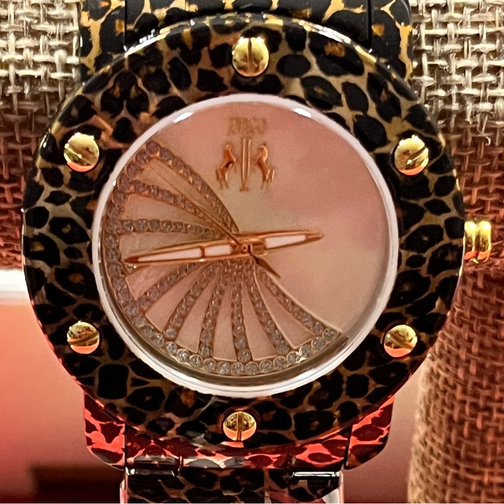 JIVAGO NIB AUTHENTIC LEOPARD & TORTOISE STYLE STAINLESS STEEL WATCH